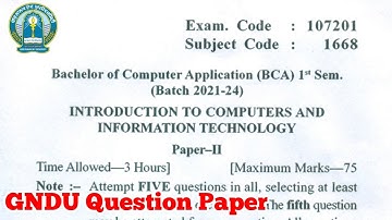 Gndu BCA 1st Semester Introduction to Computers and Information Technology Question Paper 2021