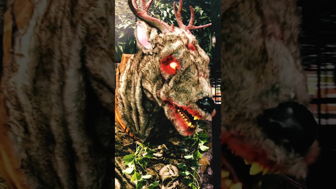 Animatronic Light Up Evil Deer Head Taxidermy, 23.5in! 