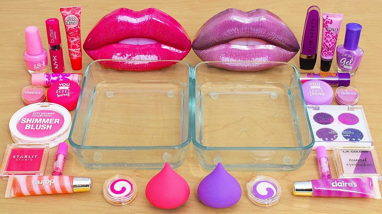 Mixing Makeup Eyeshadow Into Slime! Pink vs Blue Special Series Part 46 Satisfying Slime Video
