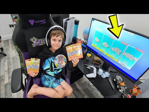 Giving My 8 Year Old Kid 50,000 Fortnite V-Bucks For His Birthday! HAPPY 8th BIRTHDAY To My Son Fred