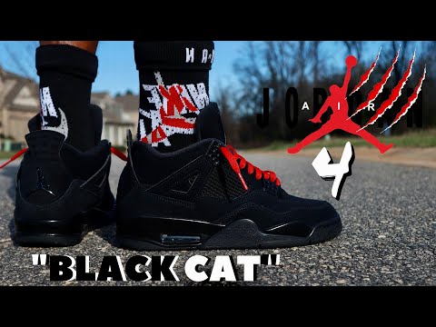 early-look!!-jordan-4-black-cat-"2020"-review-&-on-feet-w/-lace-swaps!!