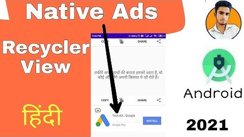 Native Ads in RecyclerView Android Studio Hindi | #nativeadsinrecyclerview #admobAds #RecyclerView