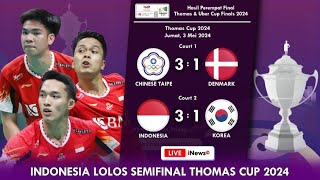 Hasil Indonesia 31 Korea Semifinal Thomas Cup 2024. Indonesia Ke Semifinal #thomasubercup2024