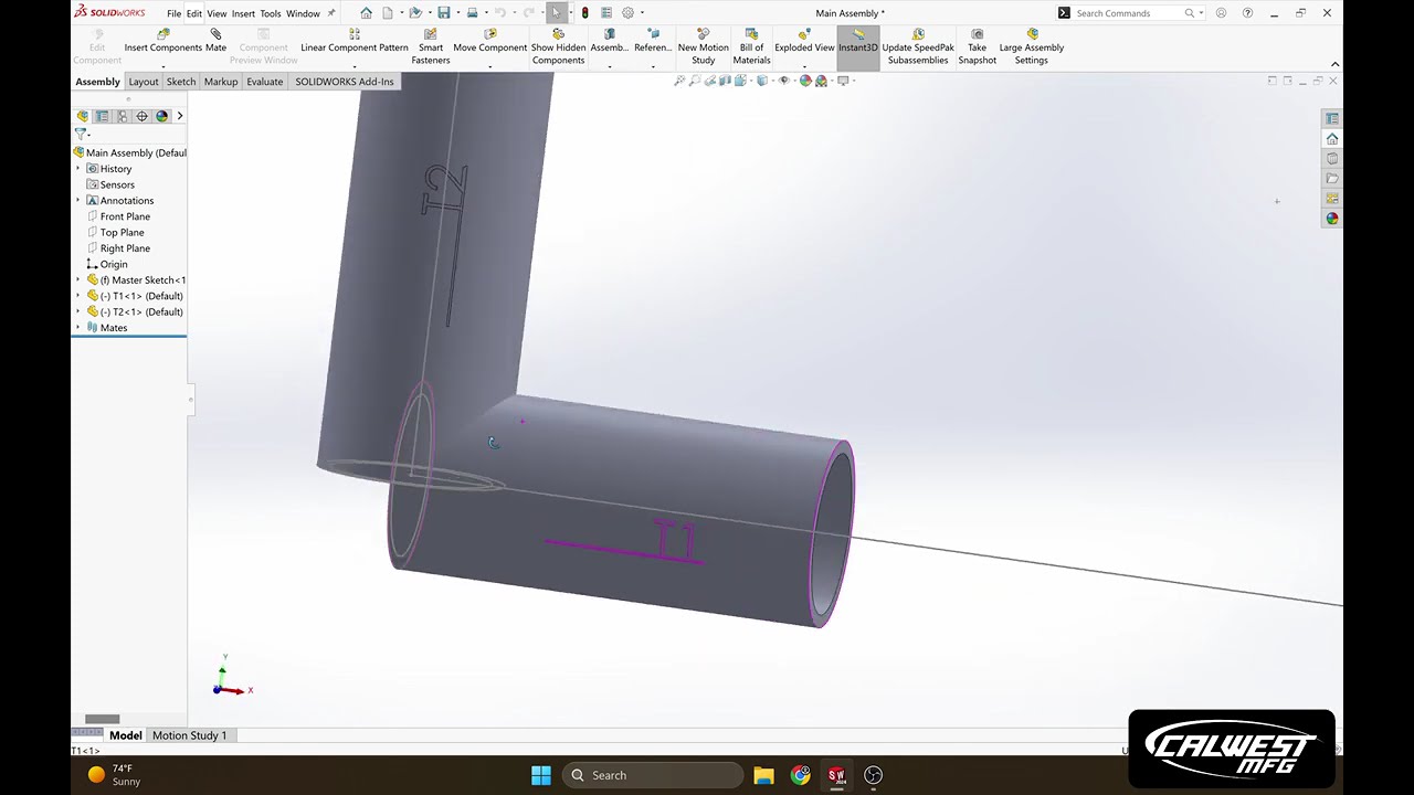 Main Assembly - Section 5 - Tubing in SolidWorks