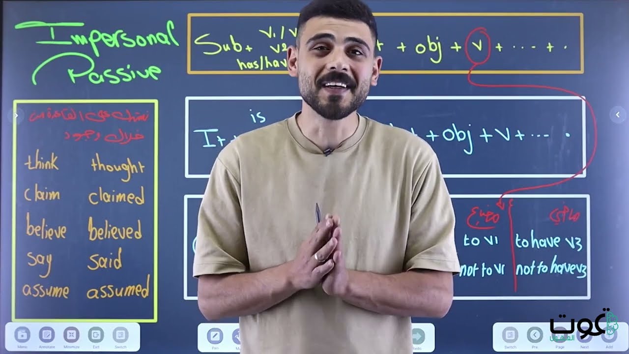 الحصة 17| المبني للمجهول غير الشخصي | Impersonal passive| الاستاذ اياد بركات