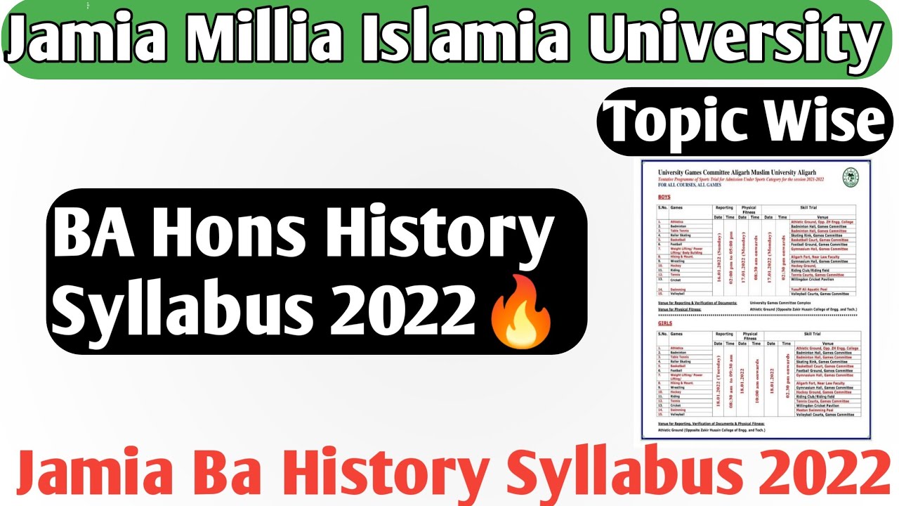 Jamia BA Hons History Syllabus 2022! Jamia BA Hons history Entrance