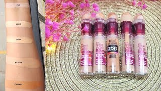 MAYBELLINE NEW YORK INSTANT AGE REWIND OXIDATION TEST || ALL SHADES ||INDIA - YouTube