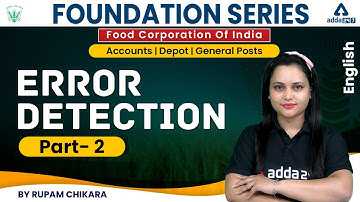 FCI Recruitment 2022| Error Detection Part 2 | English by Rupam Chikara