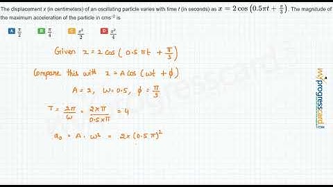 The displacement x in centimeters of an oscillating particle