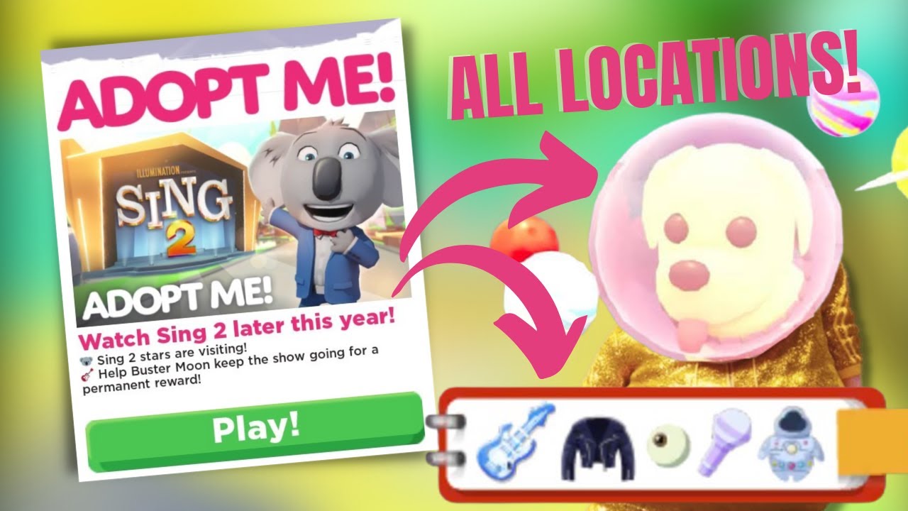 Adopt Me #1 | Adopt Me X Sing 2 - ALL ITEMS LOCATION!! - YouTube