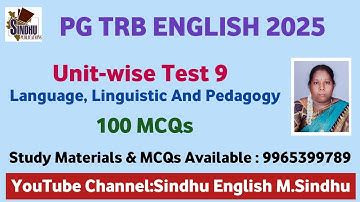 Language, Linguistic And Pedagogy MCQs Unit-wise Test 9 / PG TRB English MCQs / Objective Q&A 