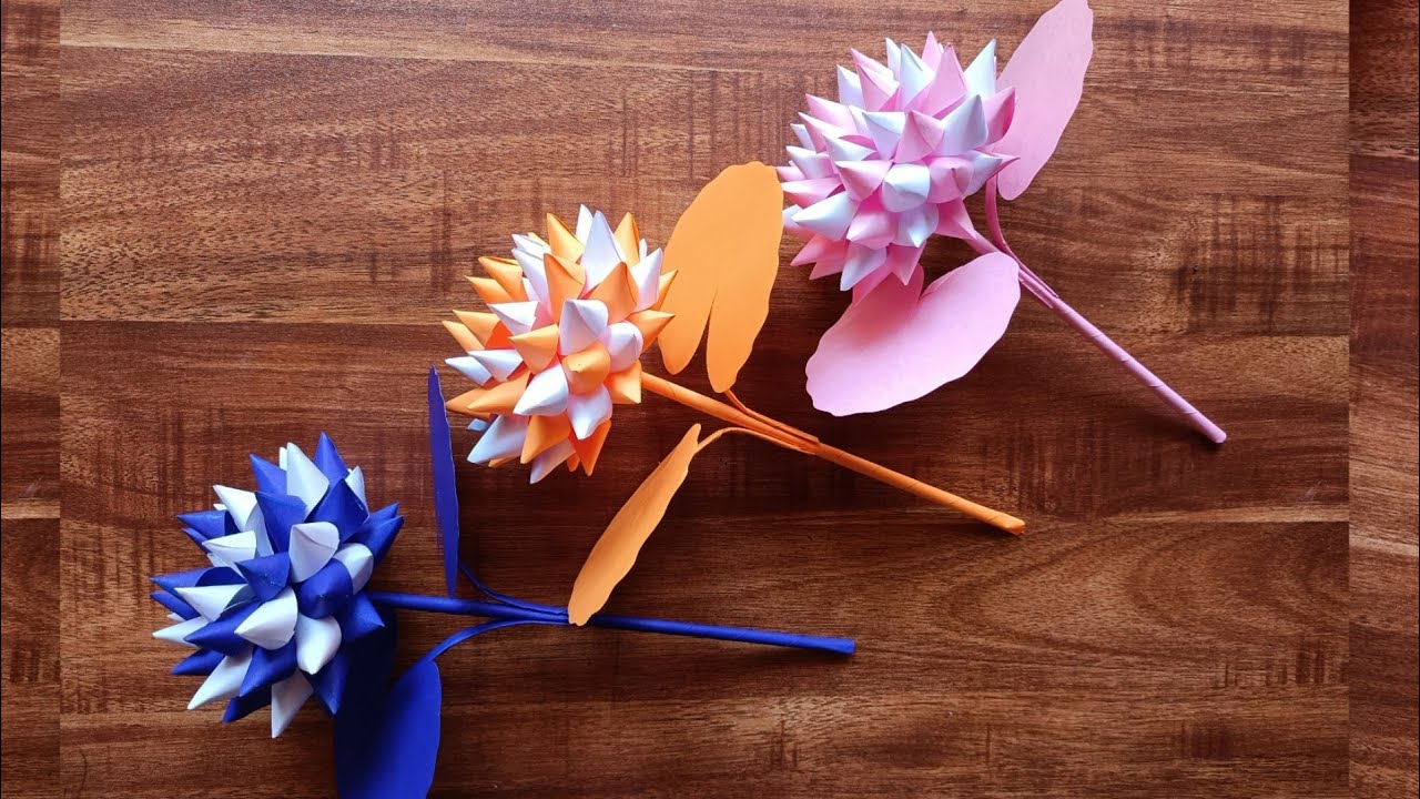 paper Lotus paper flowers easy way Flower stick Perfect Home
