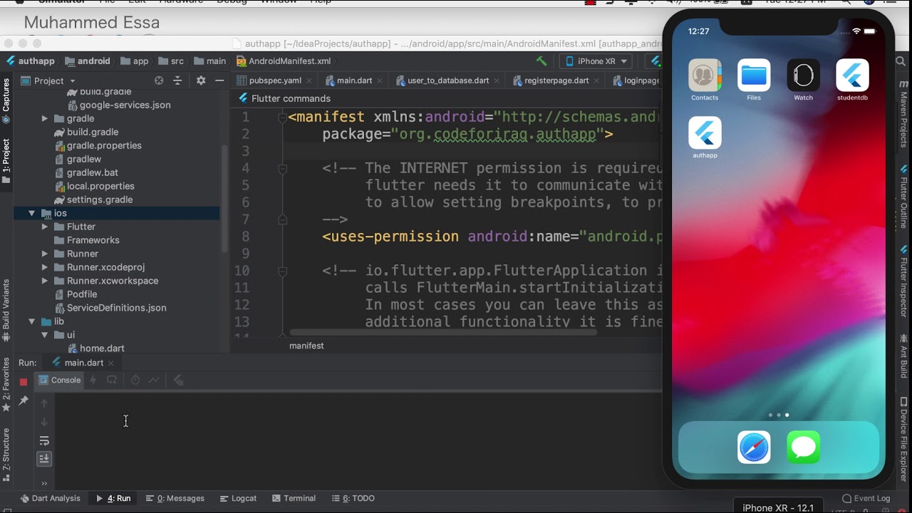 68 Flutter Firebase authentication routes on iOS - YouTube