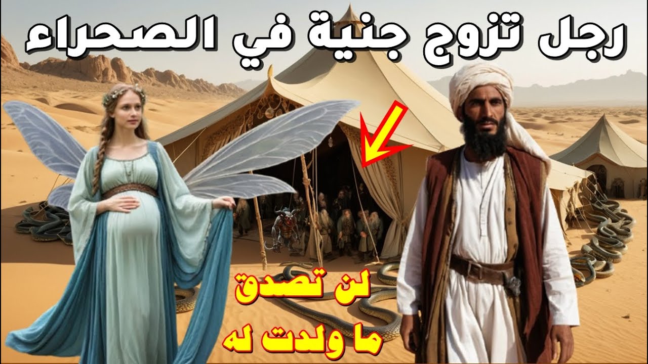 قصة رجل فقير طردوه من القبيلة فذهب الى الصحراء فوجد امرأة جميلة من الجن فتزوجها فولدت له شيء لايصدق