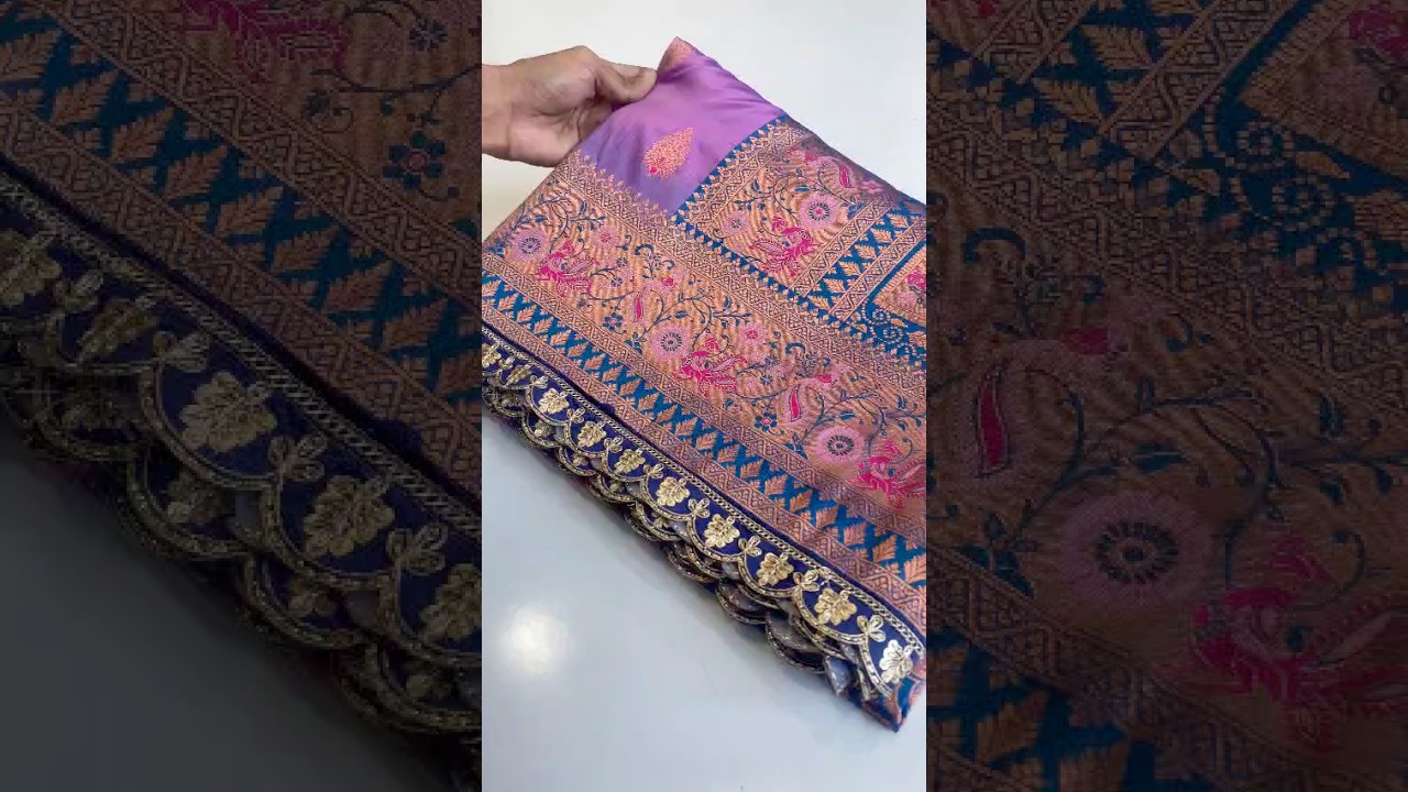 Paithani Silk Peacock Motif Banarasi Saree with Lace