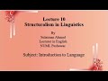 Lecture#10 (Part#A): Structuralism in Linguistics