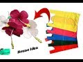 Hybiscus flowers with plastic carry bags | Best out of waste | Reuse ideas with jute bag