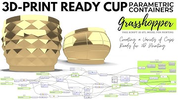 Rhinoceros and Grasshopper 3D print Ready Parametric Cups and Containers