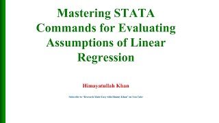 Celebrity 108 Mastering Stata Commands for Evaluating #Assumptions of #Linear Regression Model Net Worth