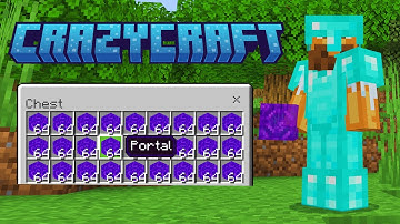How To Get The Nether Portal Block In 100% Survival Minecraft! (CrazyCraft Ep.4)