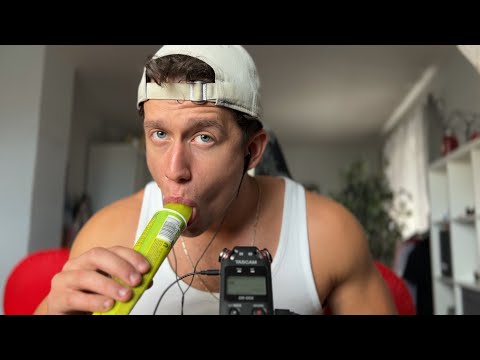 Eating popsicle ASMR (male mouth sounds and whispers)