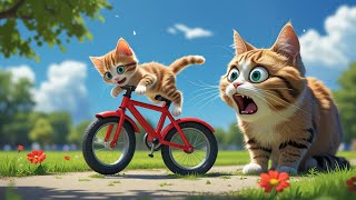 Kitten Falls Off the Cycle, Mama Cat Can't Stop Crying, Takes Kitten to Hospital #cat #cute #kids Wealth