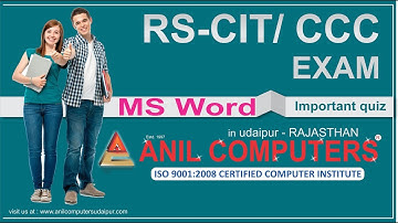RKCL | RSCIT Internal Assessment 11 | RSCIT Internal exam in Hindi  | Microsoft Word