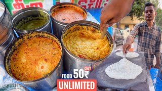 Unlimited Only 50₹/- | Jowar Roti with Palak Paneer Kaju Curry & Mix Veg | Guntur | Street Food