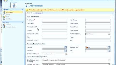 Create a New User in CRM Live