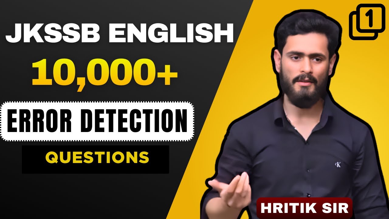 JKSSB English | 10,000+ Error Detection Questions | Most Expected Questions | Part-1