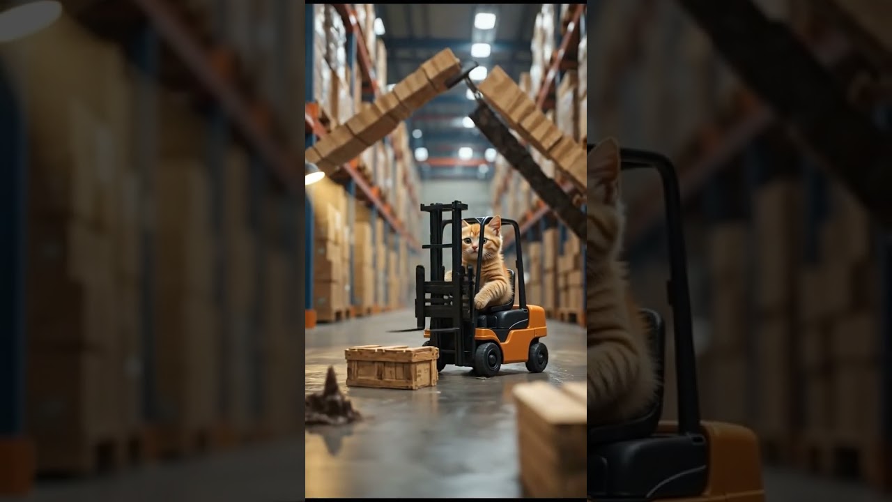 Kucing Operator Forklift 🚜😺 #videoshort #cat #imut #catshorts #cute #kucing