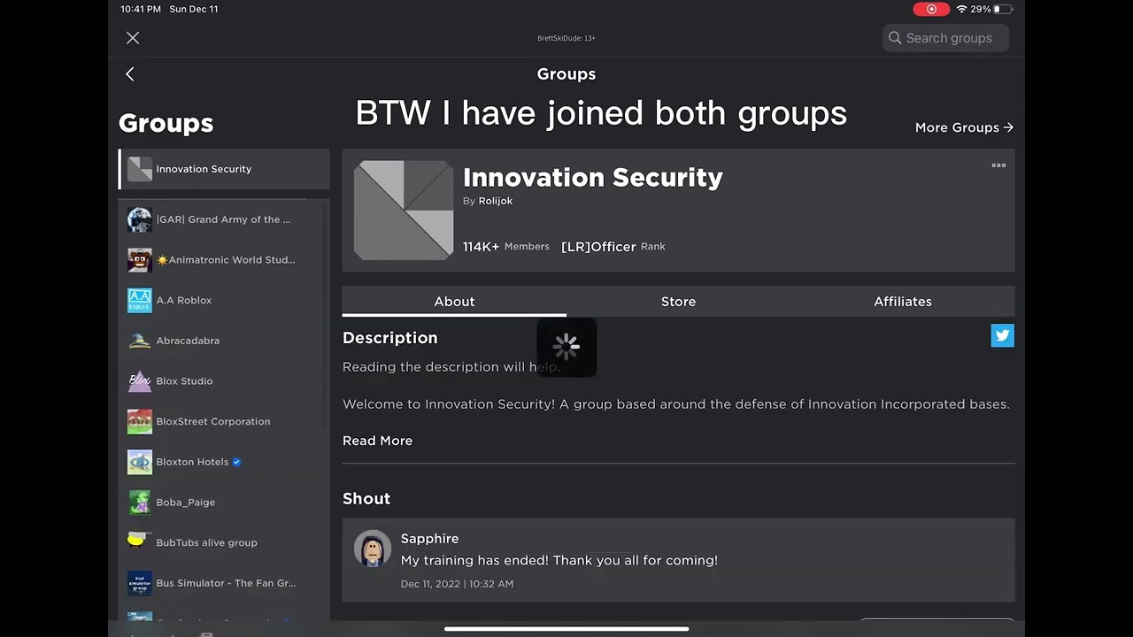 How to join innovation Security in Roblox