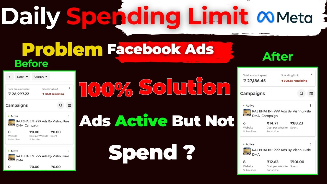 Daily Spending Problem From Facebook Ads || Facebook Ad Active But Not ...