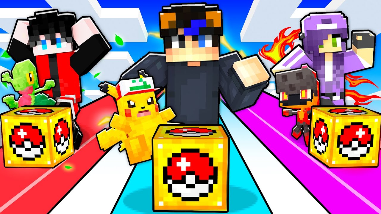 MEGA CARRERA de LUCKY BLOCK COBBLEMON en MINECRAFT!