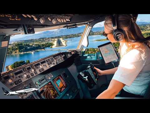 BOEING 737 INSANE Landing in Corfu, Greece | Runway 34 | Cockpit View