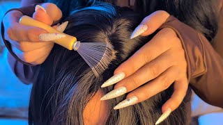 ASMR Long Nails & Wire Scalp Scratcher • Crown Zone Scratching | Inaudible Whispering