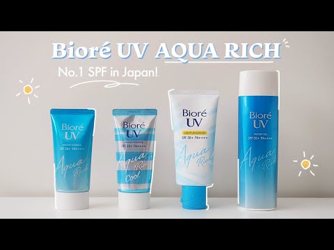 Reviewing ALL Biore UV Aqua Rich Sunscreens! Best Selling Japanese SPF ☀️