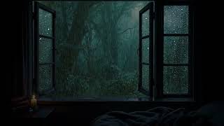Drift Into Deep Rest – Slow Night Rain Outside the Window | Calm Dim Bedroom Atmosphere