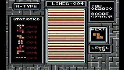 NES Tetris (PAL) LEFT WELL TETRIS LVL19