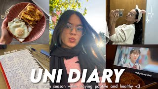 uni vlog: romanticizing life, studying for exams, productivity and positivity 🩷📚🥞 يومياتي كطالبة