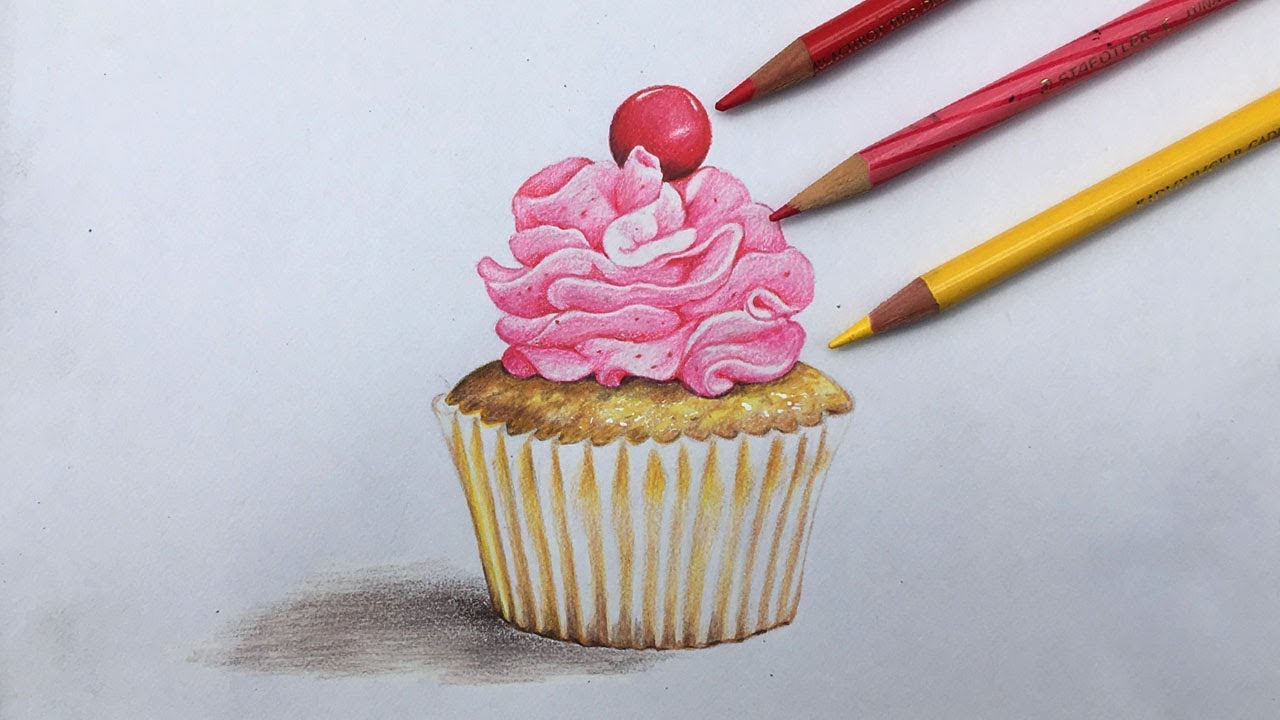 How to Draw a Realistic Cupcake with Colored Pencils and Neocolor