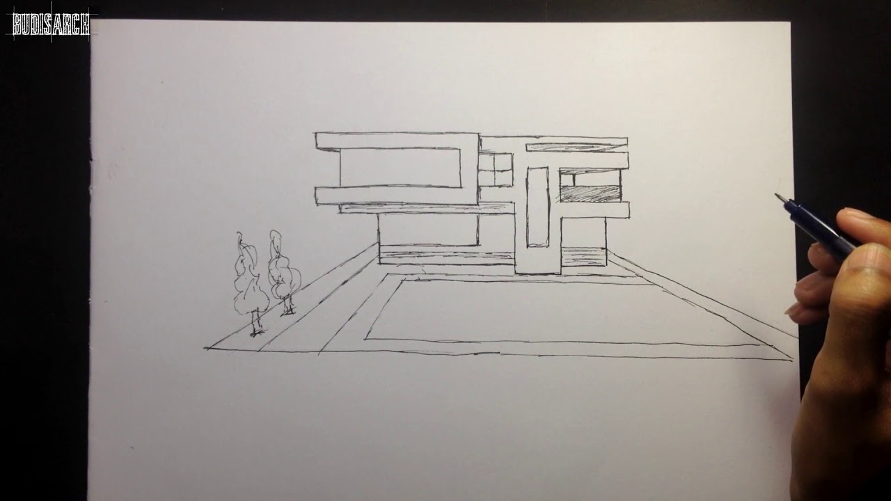 modern house sketch easy