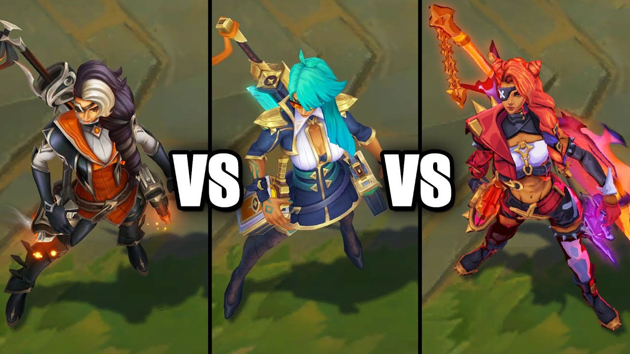 Battle Professor Samira vs Soul Fighter Samira vs High Noon Samira Skins Comparison