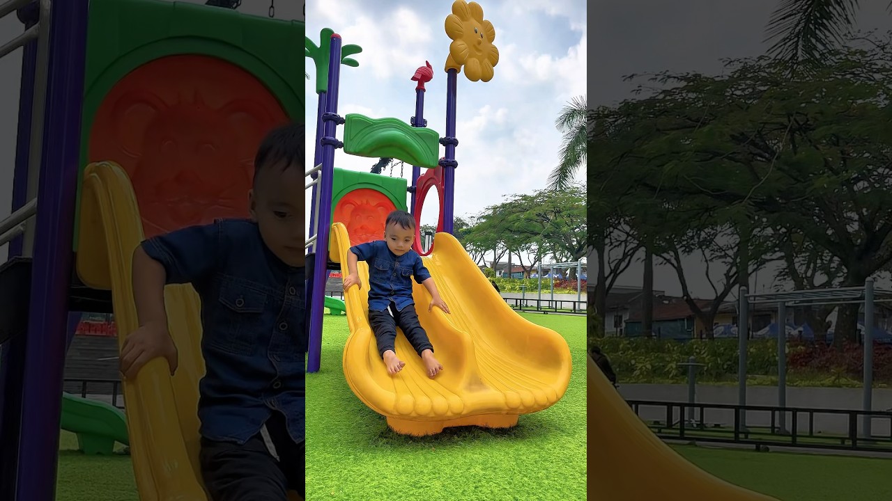 Bermain perosotan di taman Dipatiukur Bandung 