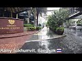 [4K] Bangkok Rainy Walking Tour 2020 | Around BTS Asok Station (Korea Town)