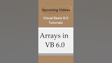 VB Chapter # 07 Arrays in Visual Basic 6.0 (VB)