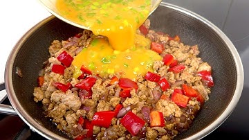 Gießen Sie einfach Eier über das Hackfleisch und das Ergebnis wird köstlich! Schnell und einfach!❗