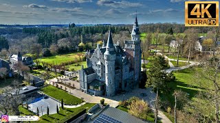 Castle of Leignon (Ciney  Belgium)  Drone footage Ultra HD 4K