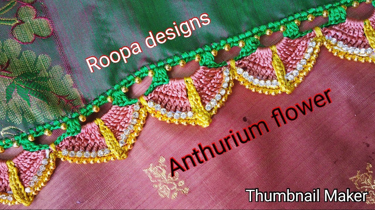 Bridal saree kuchu /Anthurium flower crochet design/ಸ್ಯಾರಿ ...