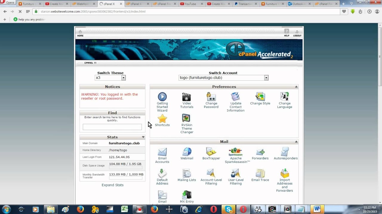 Email account CPANEL.